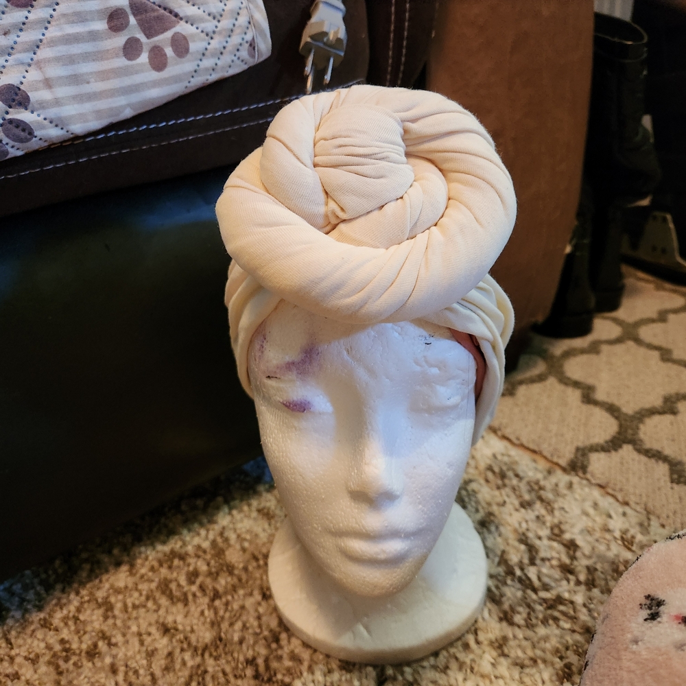 Elegant Cream Turban Headwrap M/L New